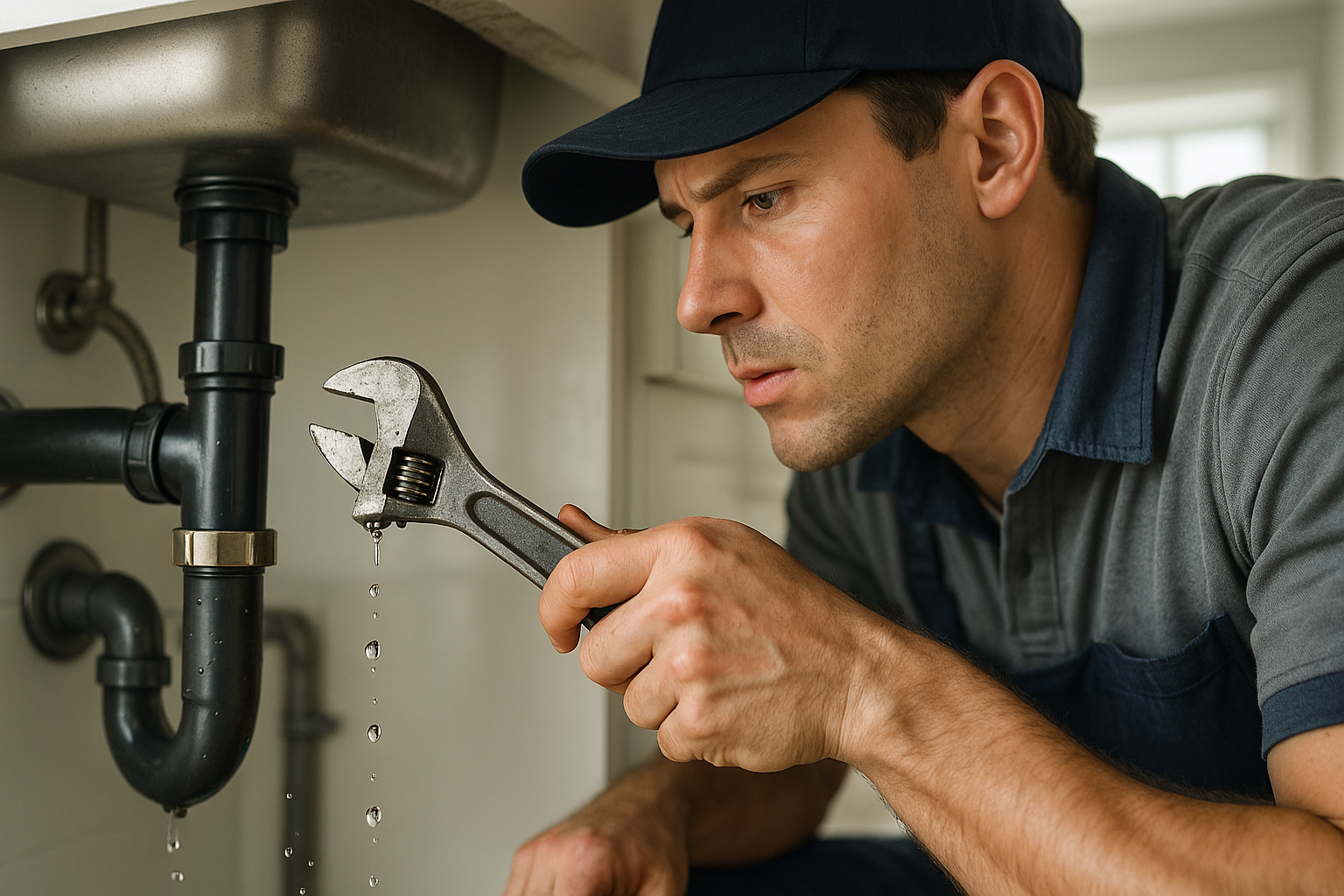 20250830 1001 plumber fixing leak simple compose 01k3xgzvr7e28tn88ws1f8x9sd